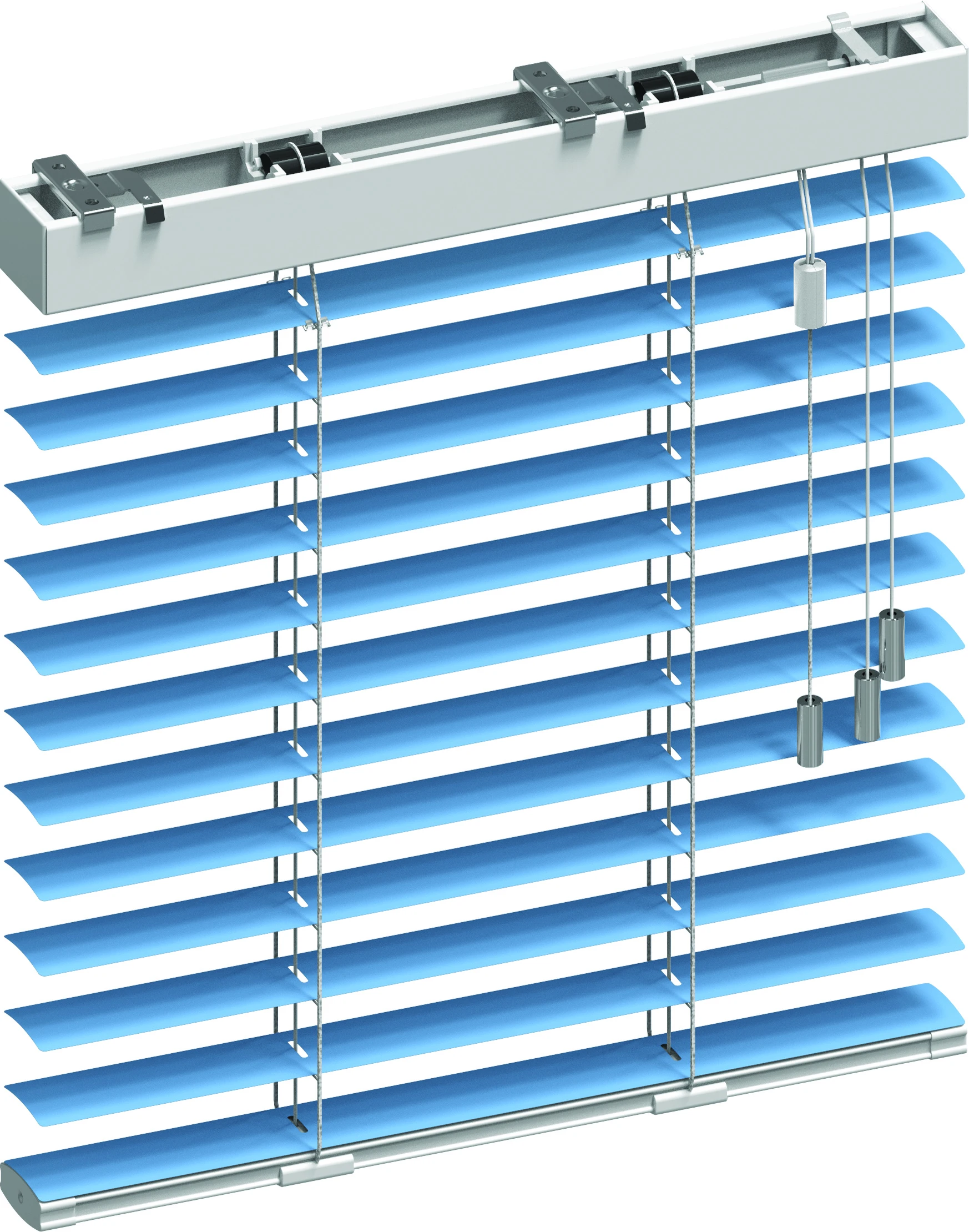 Schematische Zeichnung einer Alu-Jalousie mit Schnurbedienung