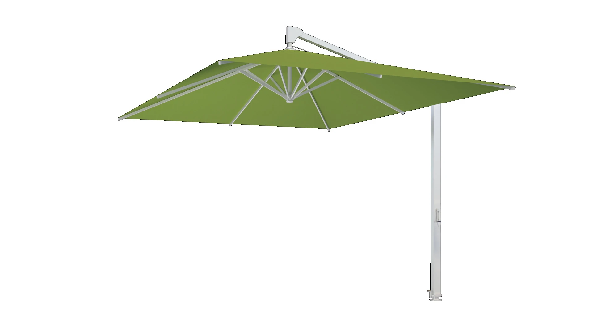 Grüner Sonnenschirm mit Seitenarm